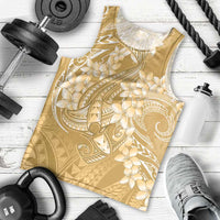 Yellow Polynesia Hammerhead Shark Tattoo With Plumeria Lei Men Tank Top LT14 - Polynesian Pride
