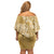Yellow Polynesia Hammerhead Shark Tattoo With Plumeria Lei Off Shoulder Short Dress