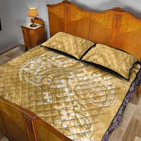 Yellow Polynesia Hammerhead Shark Tattoo With Plumeria Lei Quilt Bed Set LT14 - Polynesian Pride