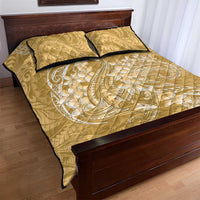 Yellow Polynesia Hammerhead Shark Tattoo With Plumeria Lei Quilt Bed Set LT14 - Polynesian Pride