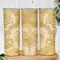 Yellow Polynesia Hammerhead Shark Tattoo With Plumeria Lei Skinny Tumbler