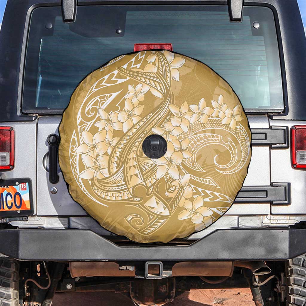 Yellow Polynesia Hammerhead Shark Tattoo With Plumeria Lei Spare Tire Cover LT14 Yellow - Polynesian Pride