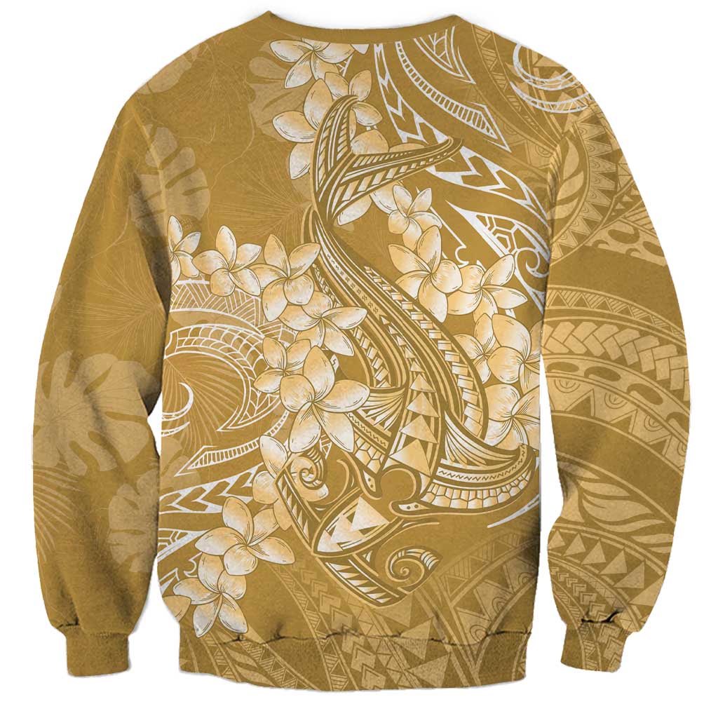 Yellow Polynesia Hammerhead Shark Tattoo With Plumeria Lei Sweatshirt LT14 - Polynesian Pride