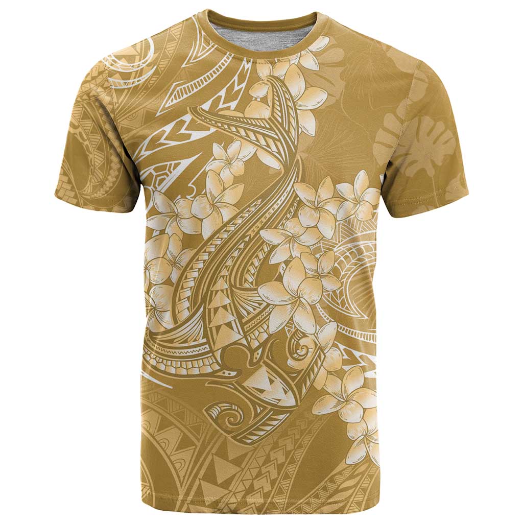Yellow Polynesia Hammerhead Shark Tattoo With Plumeria Lei T Shirt