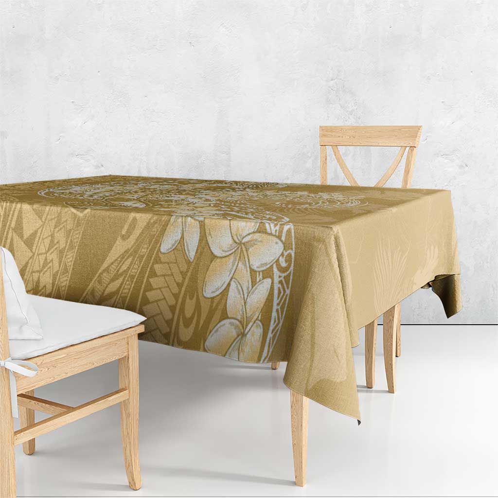 Yellow Polynesia Hammerhead Shark Tattoo With Plumeria Lei Tablecloth LT14 - Polynesian Pride