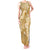 Yellow Polynesia Hammerhead Shark Tattoo With Plumeria Lei Tank Maxi Dress