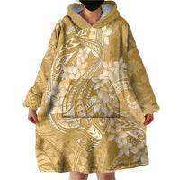 Yellow Polynesia Hammerhead Shark Tattoo With Plumeria Lei Wearable Blanket Hoodie LT14 - Polynesian Pride