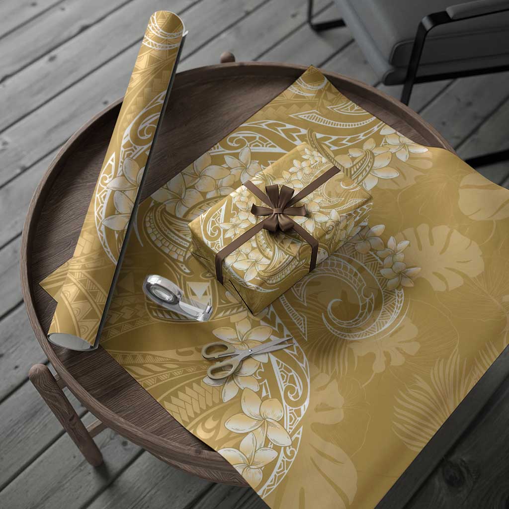 Yellow Polynesia Hammerhead Shark Tattoo With Plumeria Lei Wrapping Paper LT14 - Polynesian Pride