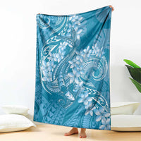 Blue Polynesia Hammerhead Shark Tattoo With Plumeria Lei Blanket LT14 - Polynesian Pride