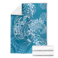 Blue Polynesia Hammerhead Shark Tattoo With Plumeria Lei Blanket LT14 - Polynesian Pride