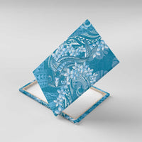 Blue Polynesia Hammerhead Shark Tattoo With Plumeria Lei Canvas Wall Art LT14 With Frame Blue - Polynesian Pride