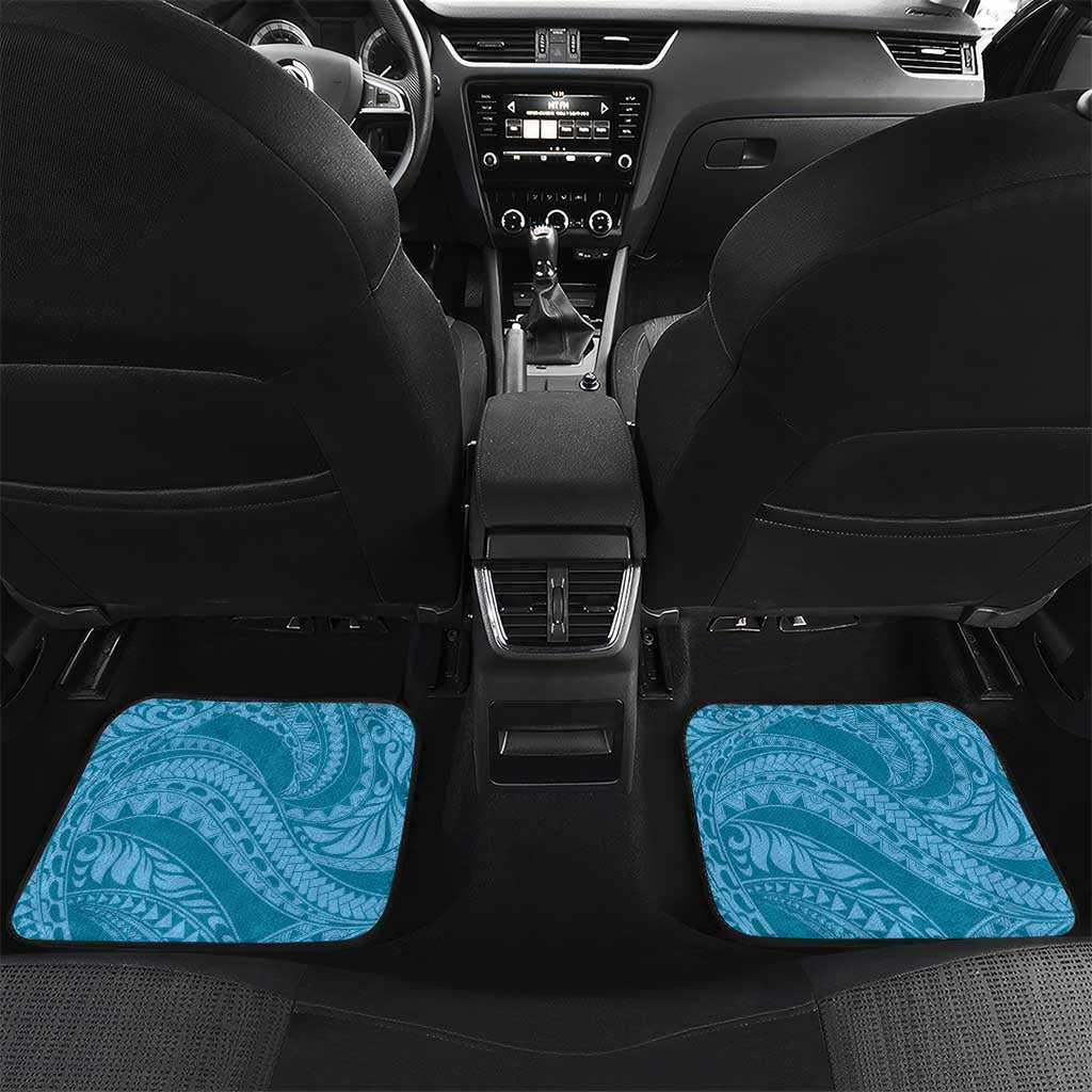 Blue Polynesia Hammerhead Shark Tattoo With Plumeria Lei Car Mats LT14 Set 2pcs - Back Blue - Polynesian Pride