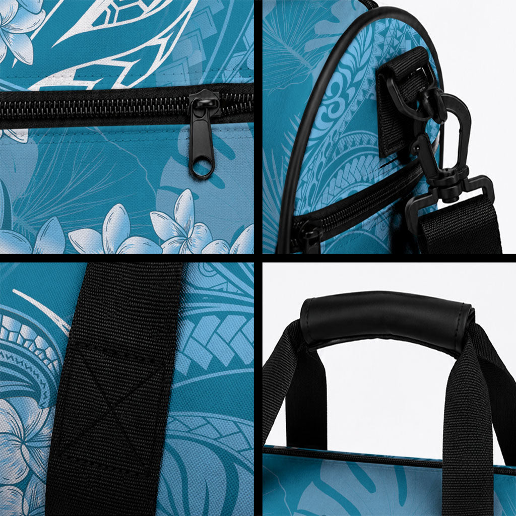 Blue Polynesia Hammerhead Shark Tattoo With Plumeria Lei Duffle Bag LT14 - Polynesian Pride