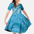 Blue Polynesia Hammerhead Shark Tattoo With Plumeria Lei Family Matching Off The Shoulder Long Sleeve Dress and Hawaiian Shirt