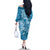 Blue Polynesia Hammerhead Shark Tattoo With Plumeria Lei Family Matching Off The Shoulder Long Sleeve Dress and Hawaiian Shirt