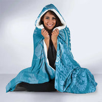 Blue Polynesia Hammerhead Shark Tattoo With Plumeria Lei Hooded Blanket LT14 - Polynesian Pride