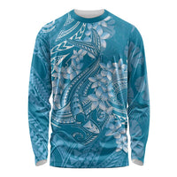 Blue Polynesia Hammerhead Shark Tattoo With Plumeria Lei Long Sleeve Shirt LT14 Unisex Blue - Polynesian Pride