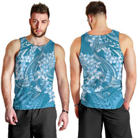 Blue Polynesia Hammerhead Shark Tattoo With Plumeria Lei Men Tank Top LT14 - Polynesian Pride