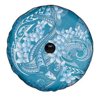 Blue Polynesia Hammerhead Shark Tattoo With Plumeria Lei Spare Tire Cover LT14 - Polynesian Pride