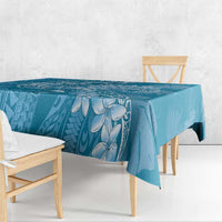 Blue Polynesia Hammerhead Shark Tattoo With Plumeria Lei Tablecloth LT14 - Polynesian Pride