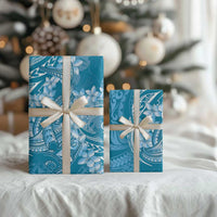 Blue Polynesia Hammerhead Shark Tattoo With Plumeria Lei Wrapping Paper LT14 - Polynesian Pride