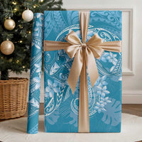 Blue Polynesia Hammerhead Shark Tattoo With Plumeria Lei Wrapping Paper LT14 - Polynesian Pride