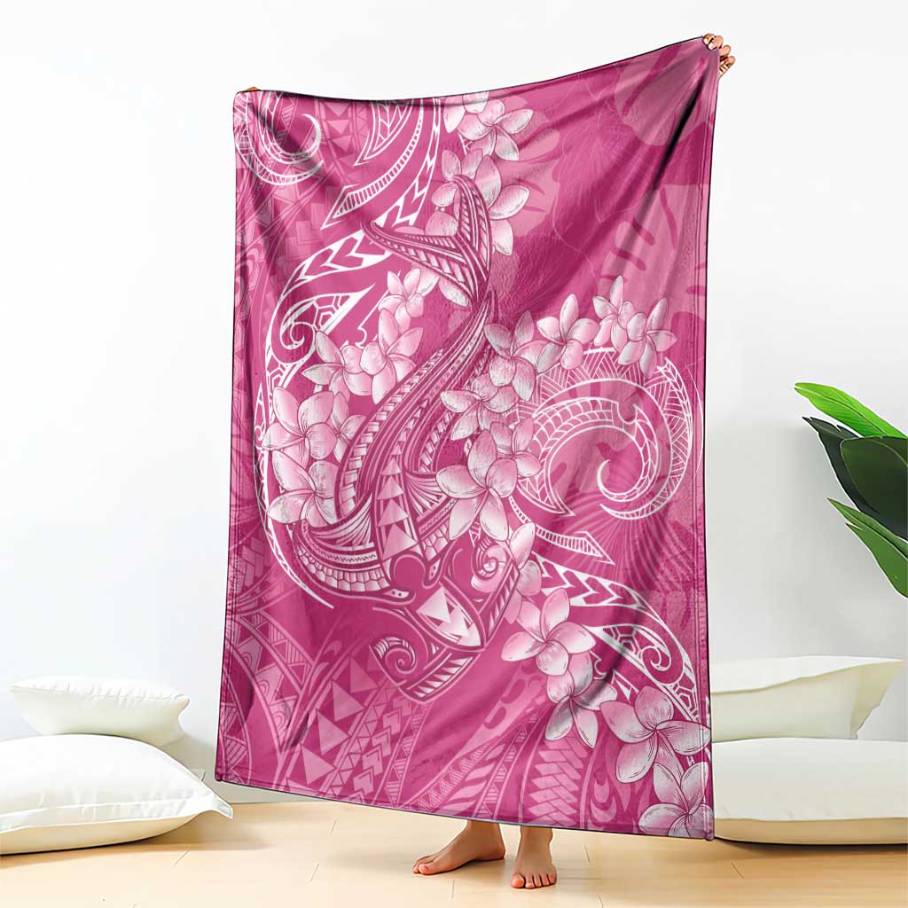 Pink Polynesia Hammerhead Shark Tattoo With Plumeria Lei Blanket LT14 - Polynesian Pride