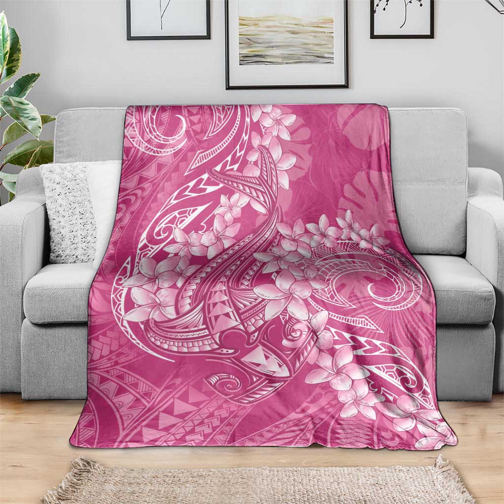 Pink Polynesia Hammerhead Shark Tattoo With Plumeria Lei Blanket LT14 - Polynesian Pride