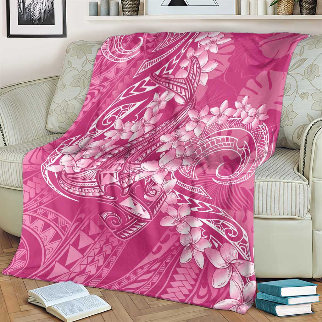 Pink Polynesia Hammerhead Shark Tattoo With Plumeria Lei Blanket LT14 - Polynesian Pride