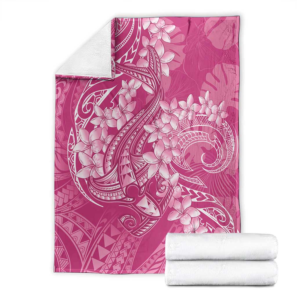 Pink Polynesia Hammerhead Shark Tattoo With Plumeria Lei Blanket LT14 - Polynesian Pride