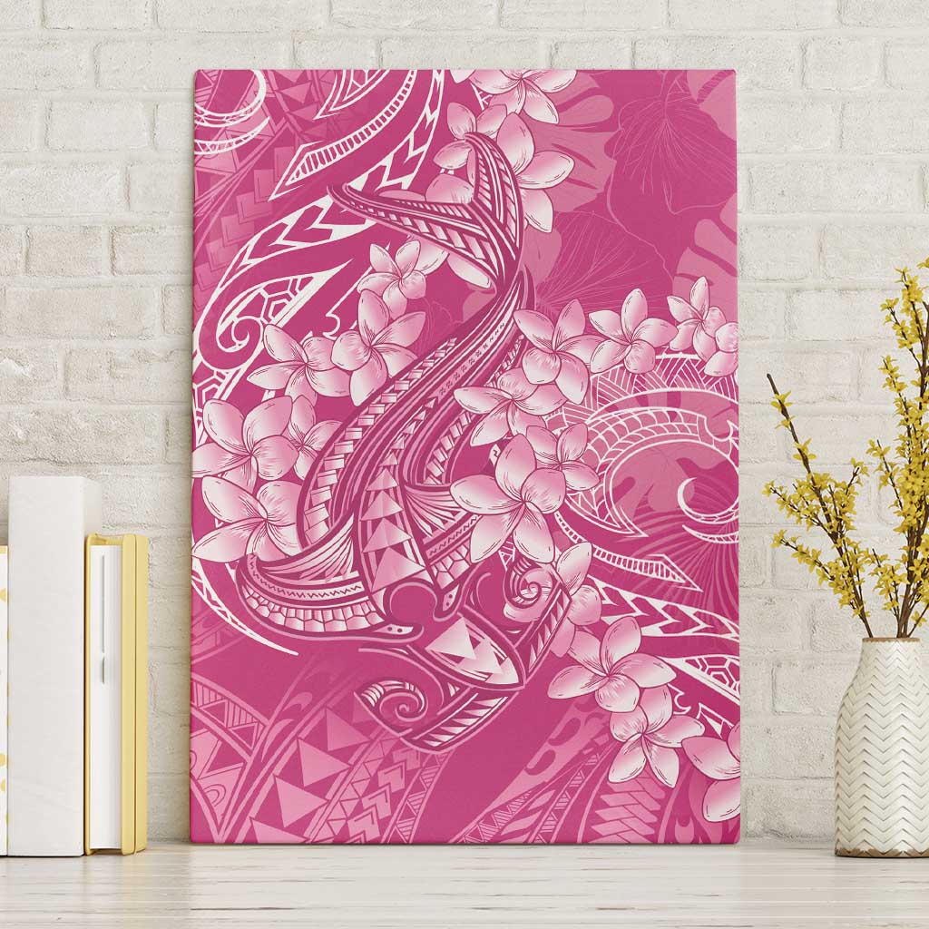 Pink Polynesia Hammerhead Shark Tattoo With Plumeria Lei Canvas Wall Art LT14 Without Frame Pink - Polynesian Pride