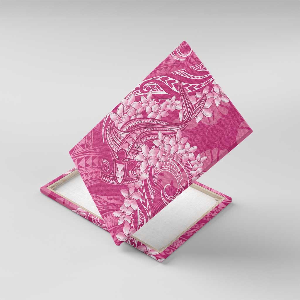 Pink Polynesia Hammerhead Shark Tattoo With Plumeria Lei Canvas Wall Art LT14 With Frame Pink - Polynesian Pride