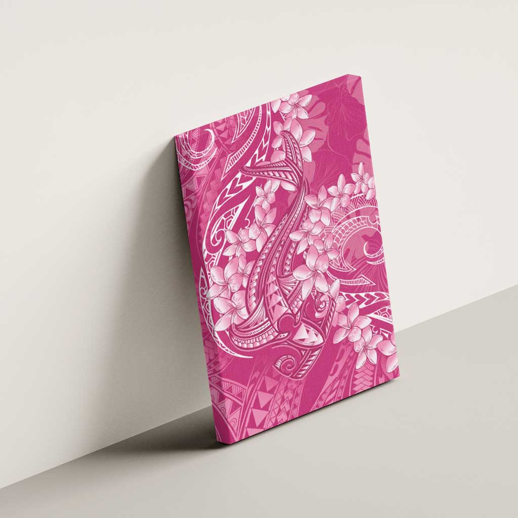 Pink Polynesia Hammerhead Shark Tattoo With Plumeria Lei Canvas Wall Art LT14 - Polynesian Pride