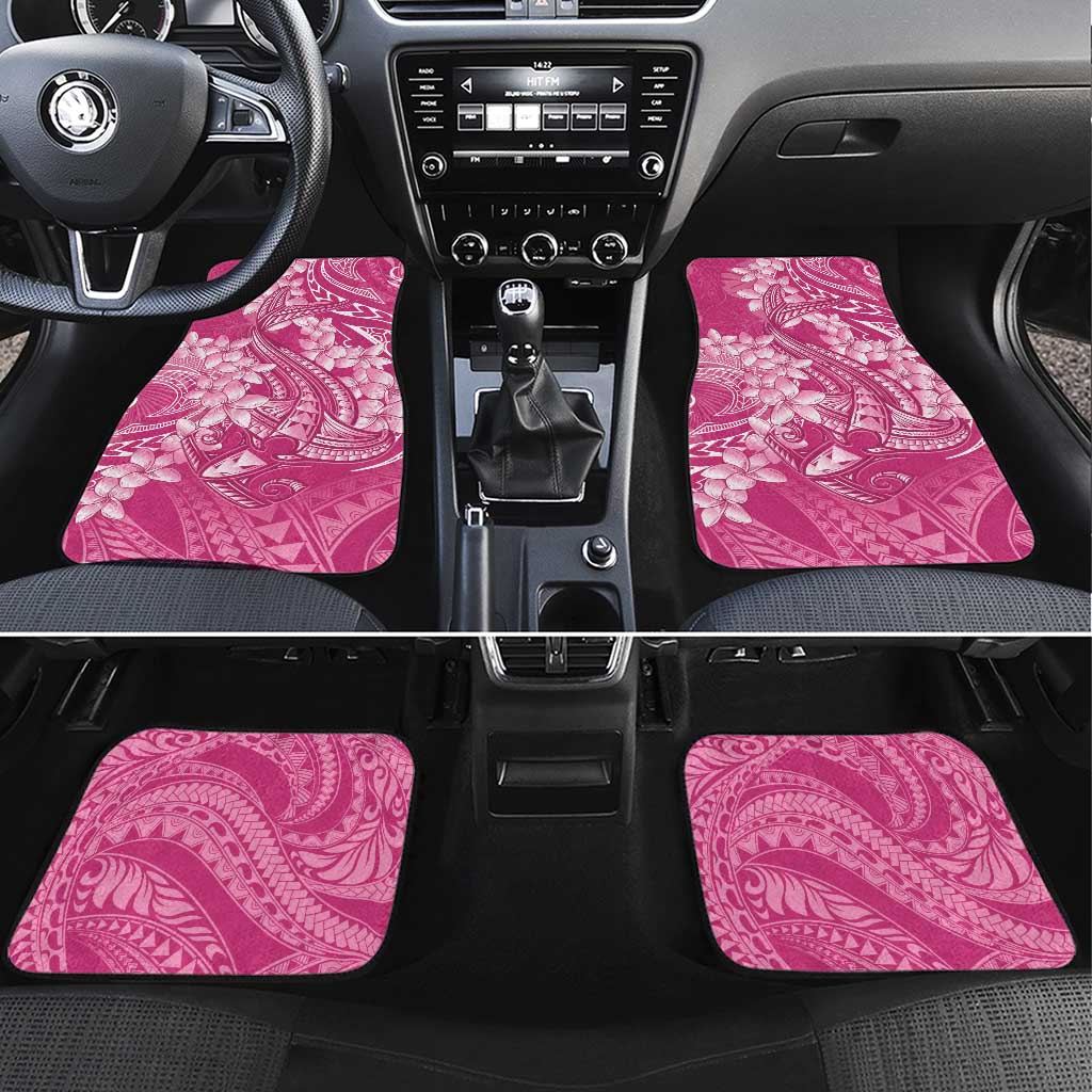 Pink Polynesia Hammerhead Shark Tattoo With Plumeria Lei Car Mats LT14 Set 4pcs Pink - Polynesian Pride