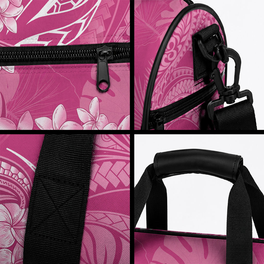Pink Polynesia Hammerhead Shark Tattoo With Plumeria Lei Duffle Bag LT14 - Polynesian Pride