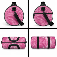 Pink Polynesia Hammerhead Shark Tattoo With Plumeria Lei Duffle Bag LT14 - Polynesian Pride