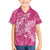 Pink Polynesia Hammerhead Shark Tattoo With Plumeria Lei Family Matching Off The Shoulder Long Sleeve Dress and Hawaiian Shirt