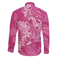 Pink Polynesia Hammerhead Shark Tattoo With Plumeria Lei Family Matching Summer Maxi Dress and Hawaiian Shirt