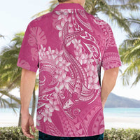 Pink Polynesia Hammerhead Shark Tattoo With Plumeria Lei Hawaiian Shirt LT14 - Polynesian Pride