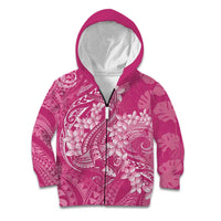 Pink Polynesia Hammerhead Shark Tattoo With Plumeria Lei Kid Hoodie