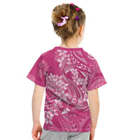 Pink Polynesia Hammerhead Shark Tattoo With Plumeria Lei Kid T Shirt