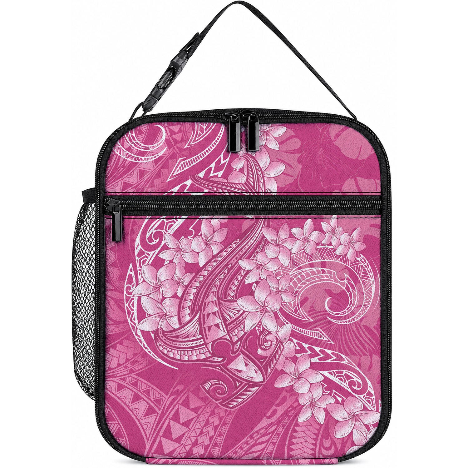 Pink Polynesia Hammerhead Shark Tattoo With Plumeria Lei Lunch Bag LT14 10.2 × 8.3 × 4.3 inch Pink - Polynesian Pride
