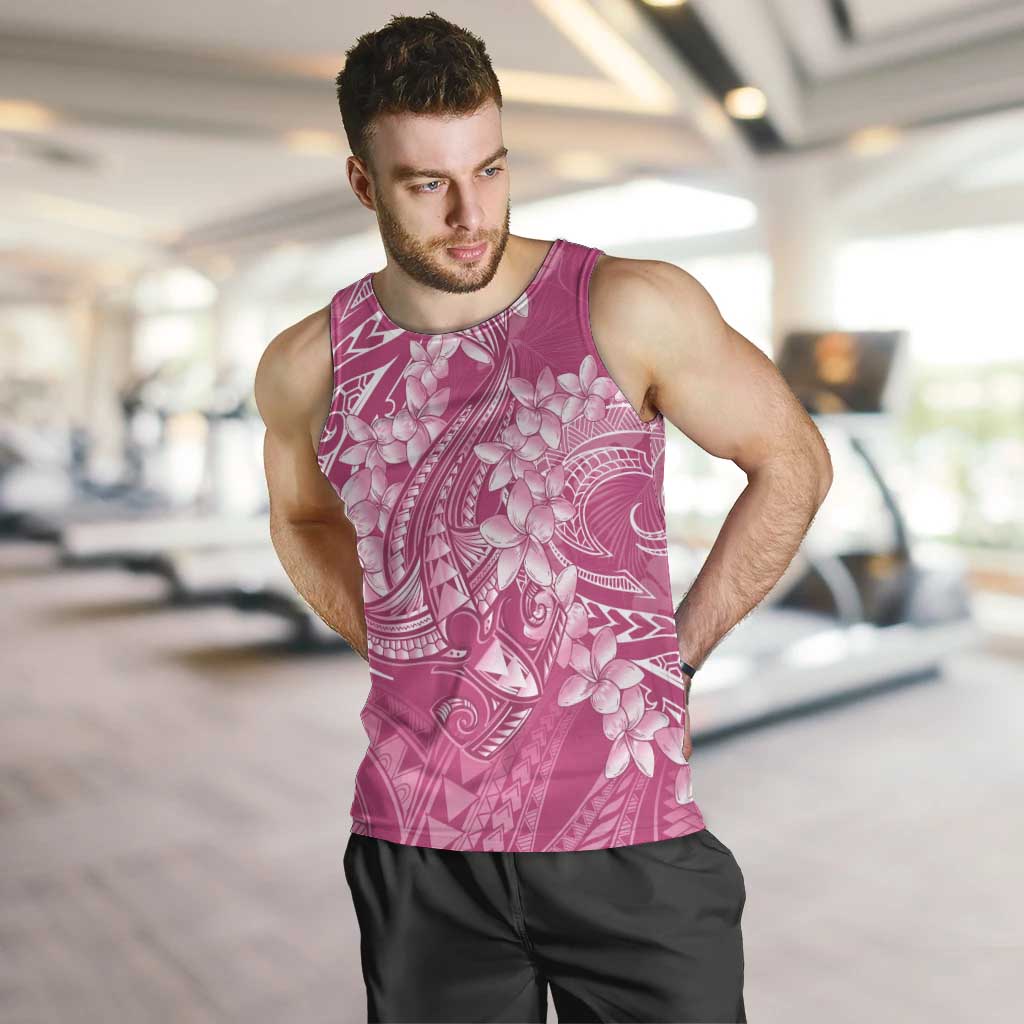 Pink Polynesia Hammerhead Shark Tattoo With Plumeria Lei Men Tank Top LT14 Pink - Polynesian Pride
