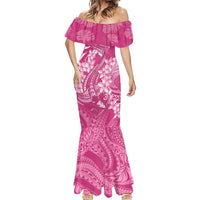 Pink Polynesia Hammerhead Shark Tattoo With Plumeria Lei Mermaid Dress