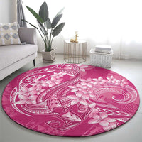 Pink Polynesia Hammerhead Shark Tattoo With Plumeria Lei Round Carpet