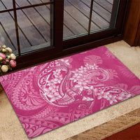 Pink Polynesia Hammerhead Shark Tattoo With Plumeria Lei Rubber Doormat LT14 - Polynesian Pride