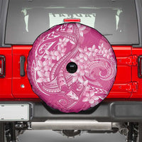 Pink Polynesia Hammerhead Shark Tattoo With Plumeria Lei Spare Tire Cover LT14 - Polynesian Pride