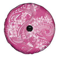 Pink Polynesia Hammerhead Shark Tattoo With Plumeria Lei Spare Tire Cover LT14 - Polynesian Pride