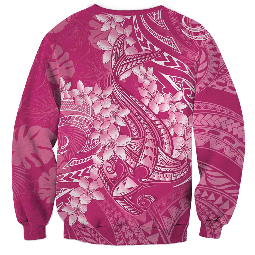 Pink Polynesia Hammerhead Shark Tattoo With Plumeria Lei Sweatshirt LT14 - Polynesian Pride
