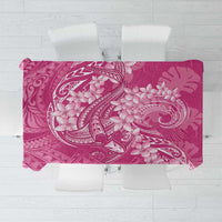 Pink Polynesia Hammerhead Shark Tattoo With Plumeria Lei Tablecloth LT14 Pink - Polynesian Pride